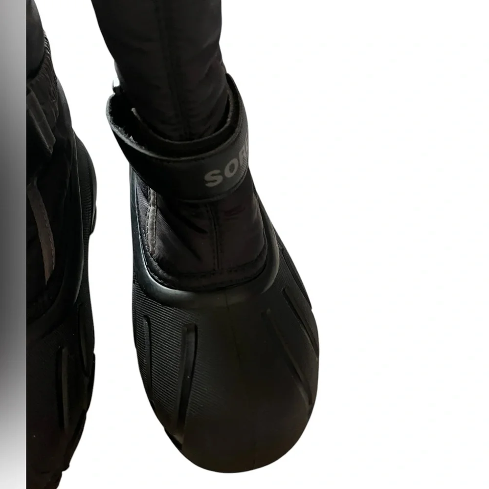 Sorel Flurry Snow Boots Black Gray Winter Lined YOUTH‎ 4 Black INSULATED warm✅